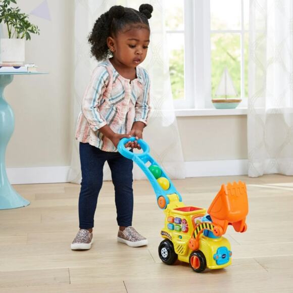 Vtech Push & Pop Bulldozer Push & Pull Toys Vehicle with Handle Baby & Toddler - Picture 2 of 12